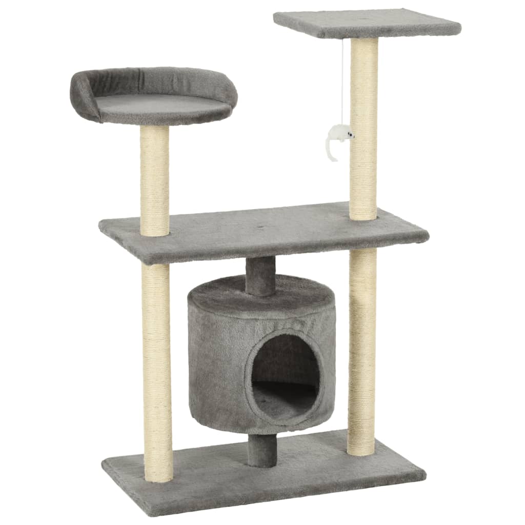 NNEVL Cat Tree with Sisal Scratching Posts 95 cm Grey