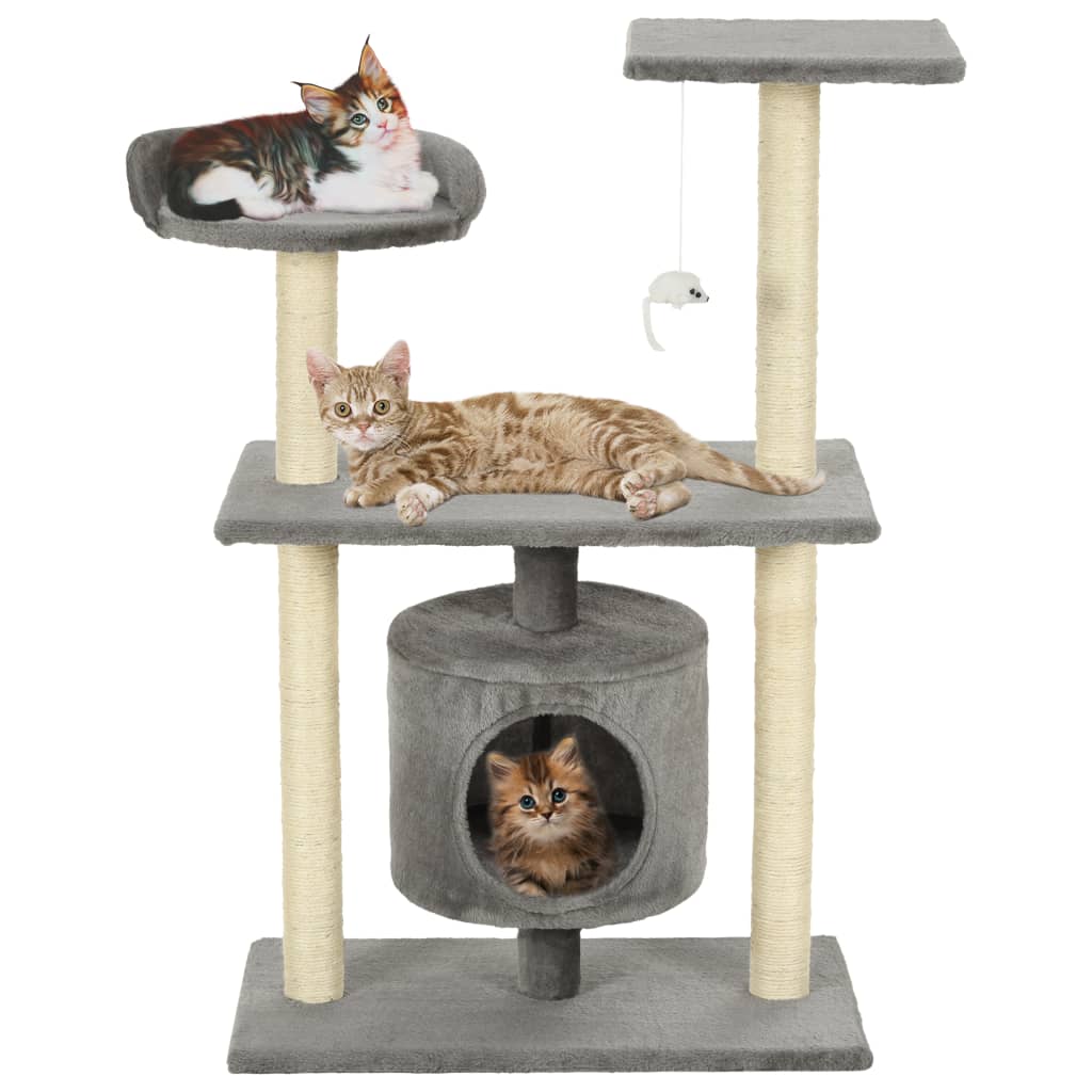 NNEVL Cat Tree with Sisal Scratching Posts 95 cm Grey