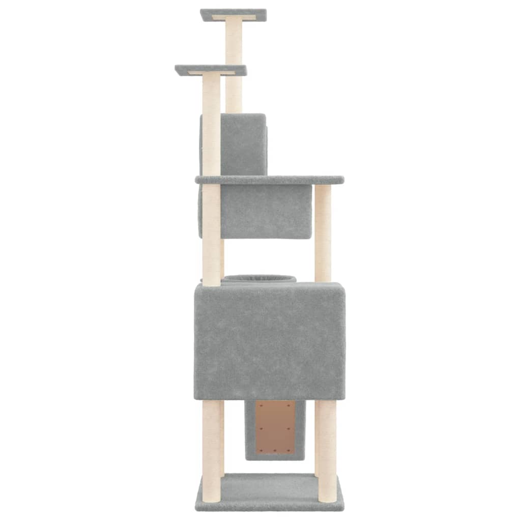 NNEVL Cat Tree with Sisal Scratching Posts Light Grey 168 cm
