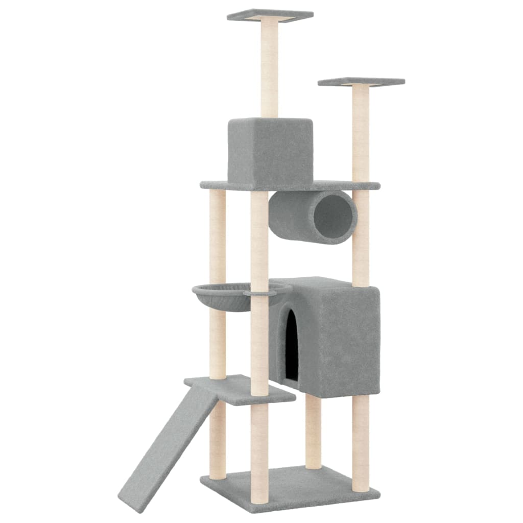 NNEVL Cat Tree with Sisal Scratching Posts Light Grey 168 cm