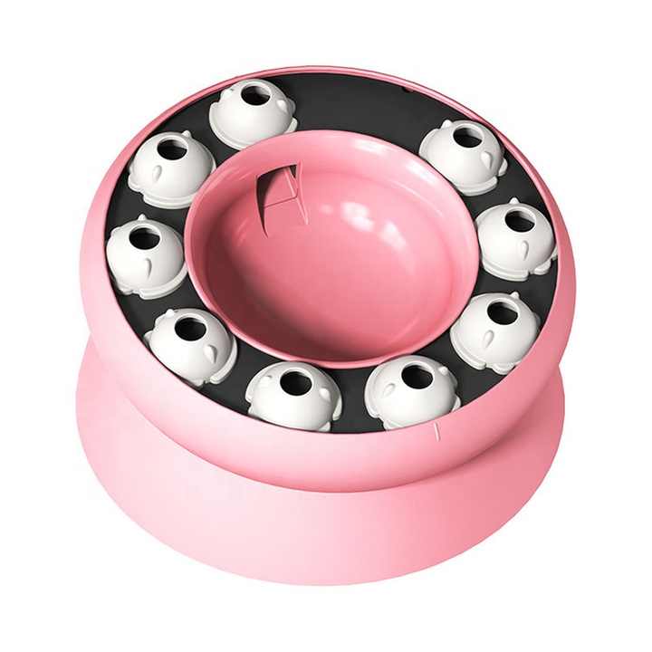 NNEDSZ Pink Interactive Slow Feeder Cat Bowl - 15° Tilt Design, Puzzle Feeder for Healthy Eating