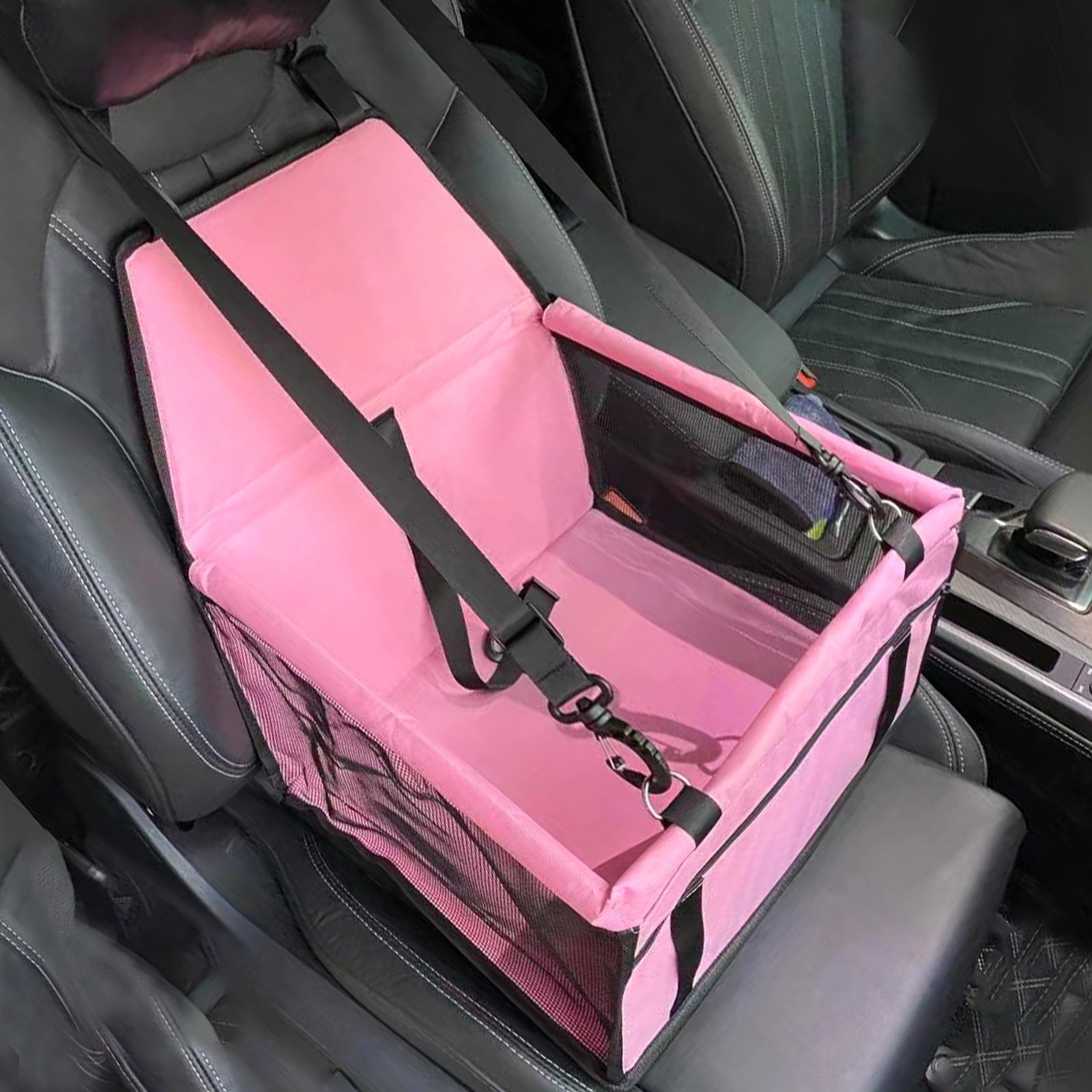 NNEDSZ Pink Portable Pet Car Seat for Dogs and Cats - Adjustable Car Seat Cover, Pet Travel Car Carrier with Safety Belt